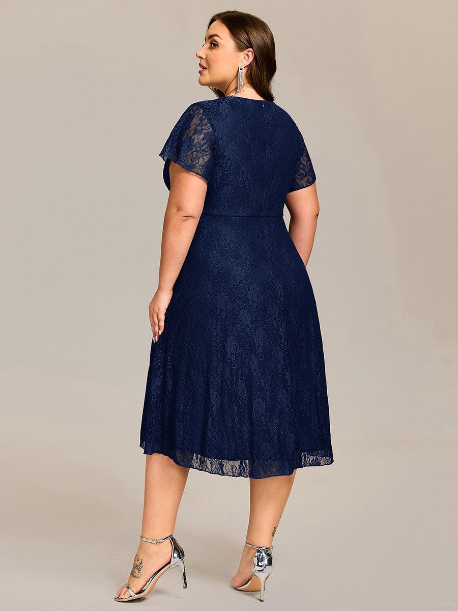 Delicate A-Line Short Sleeves V-Neck Wedding Guest Dress