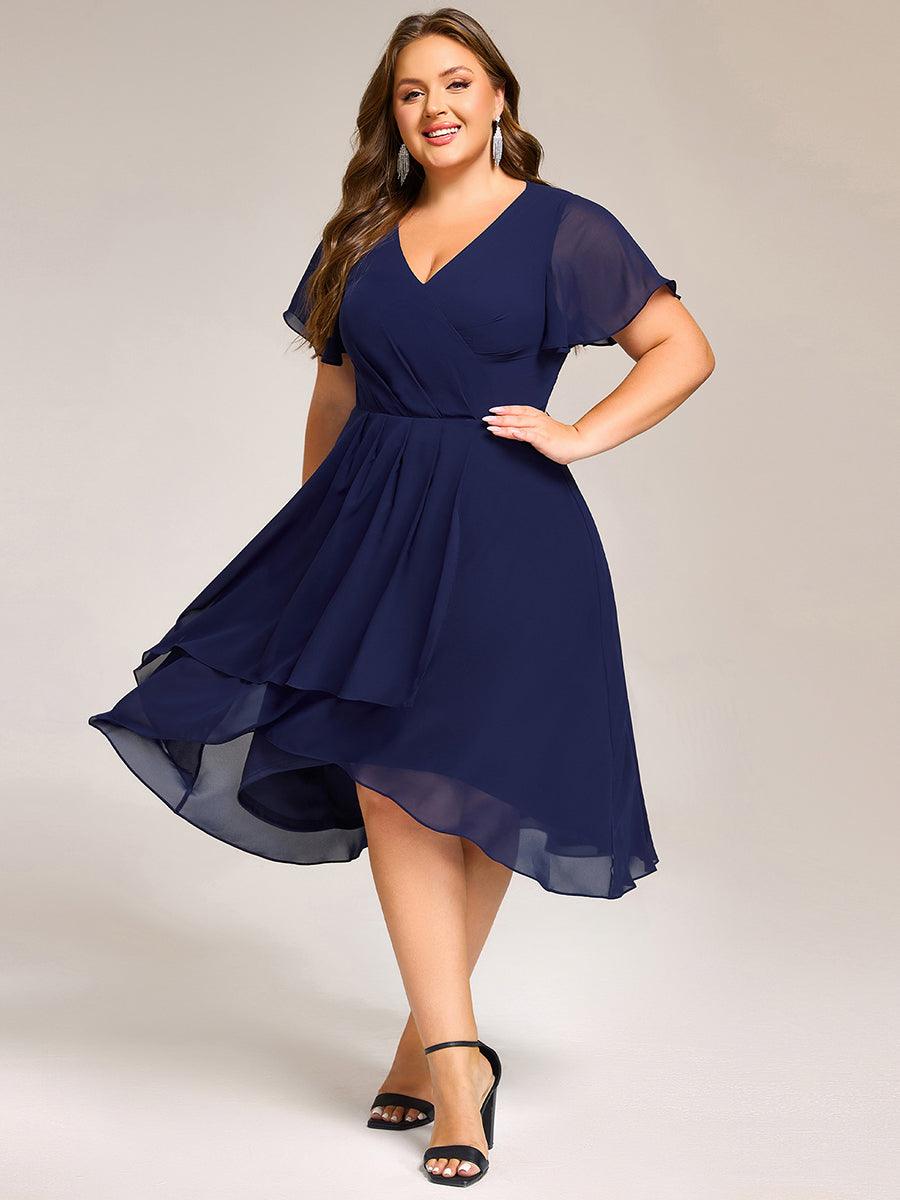 Special Short Sleeves V-Neck A-Line Print Floral Wedding Guest Dress