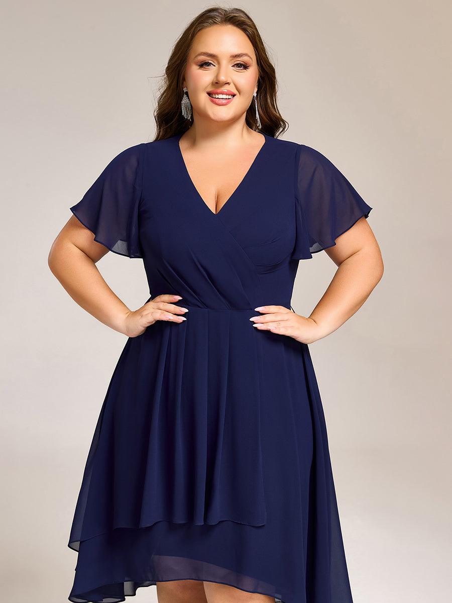Special Short Sleeves V-Neck A-Line Print Floral Wedding Guest Dress