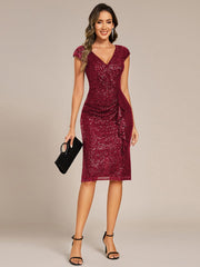 Decent Sequin Mermaid Cap Sleeves Wedding Guest Dress