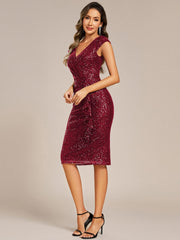 Decent Sequin Mermaid Cap Sleeves Wedding Guest Dress