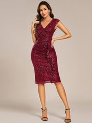 Decent Sequin Mermaid Cap Sleeves Wedding Guest Dress