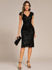 Decent Sequin Mermaid Cap Sleeves Wedding Guest Dress