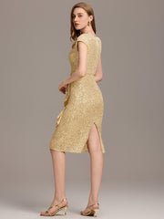 Decent Sequin Mermaid Cap Sleeves Wedding Guest Dress