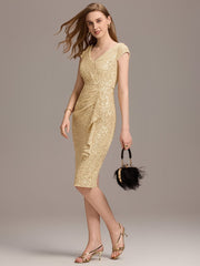 Decent Sequin Mermaid Cap Sleeves Wedding Guest Dress