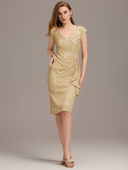 Decent Sequin Mermaid Cap Sleeves Wedding Guest Dress