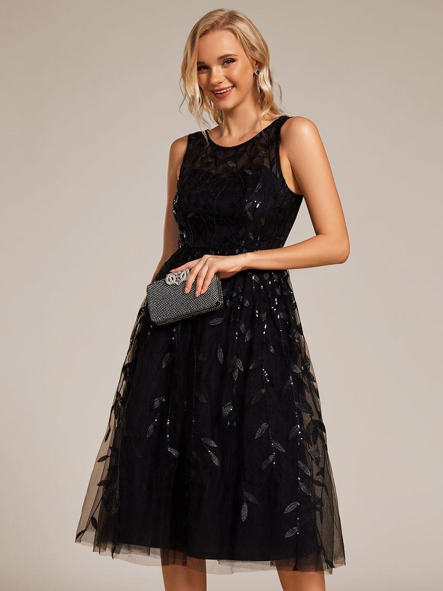 Beautiful Jewel Neck A-Line Sleeveless Sequin Wedding Guest Dress