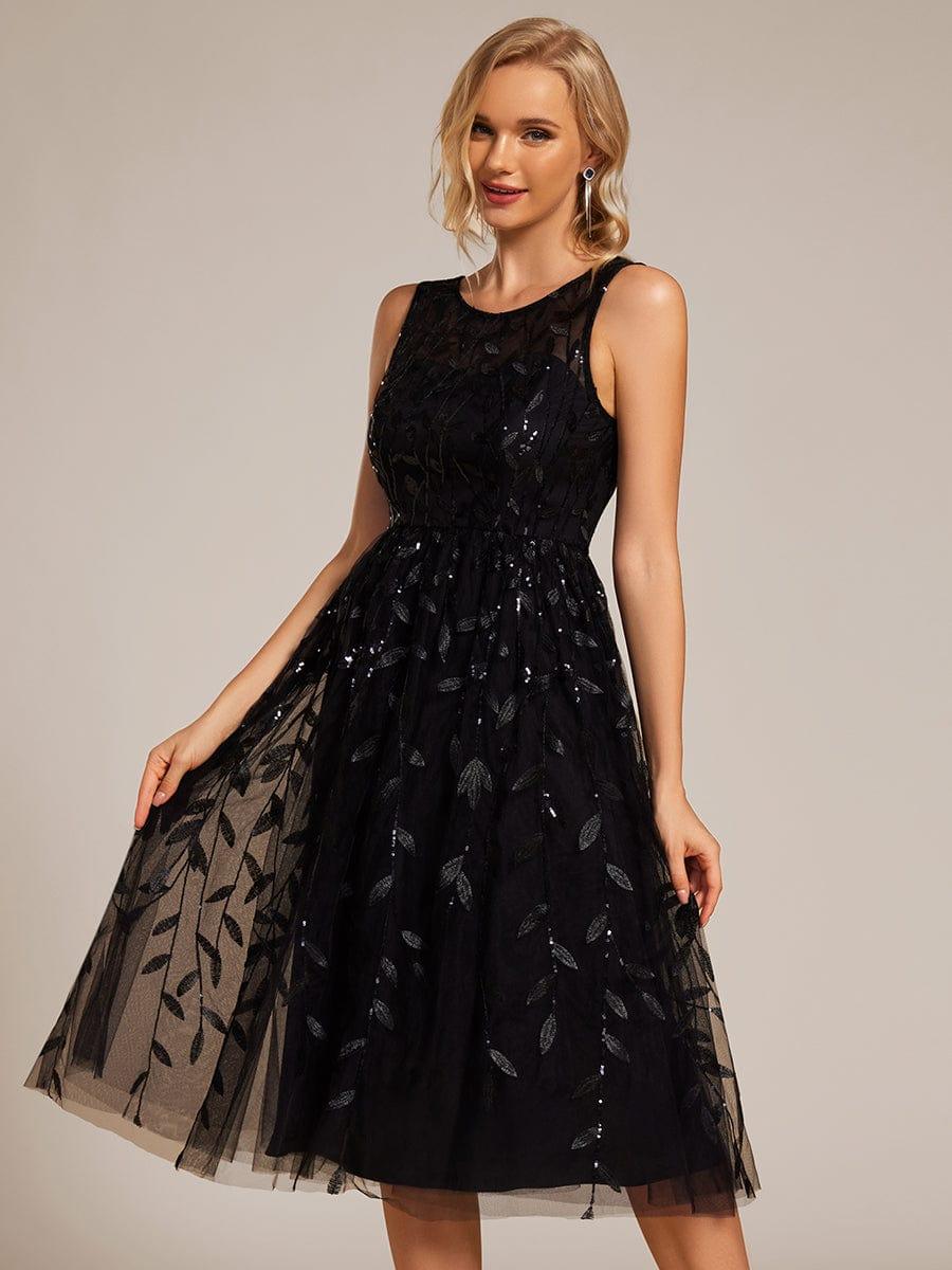 Beautiful Jewel Neck A-Line Sleeveless Sequin Wedding Guest Dress