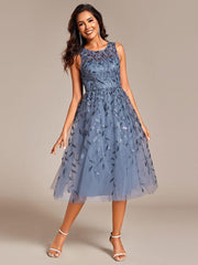 Beautiful Jewel Neck A-Line Sleeveless Sequin Wedding Guest Dress