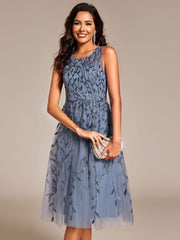 Beautiful Jewel Neck A-Line Sleeveless Sequin Wedding Guest Dress