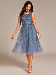 Beautiful Jewel Neck A-Line Sleeveless Sequin Wedding Guest Dress