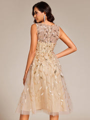 Beautiful Jewel Neck A-Line Sleeveless Sequin Wedding Guest Dress