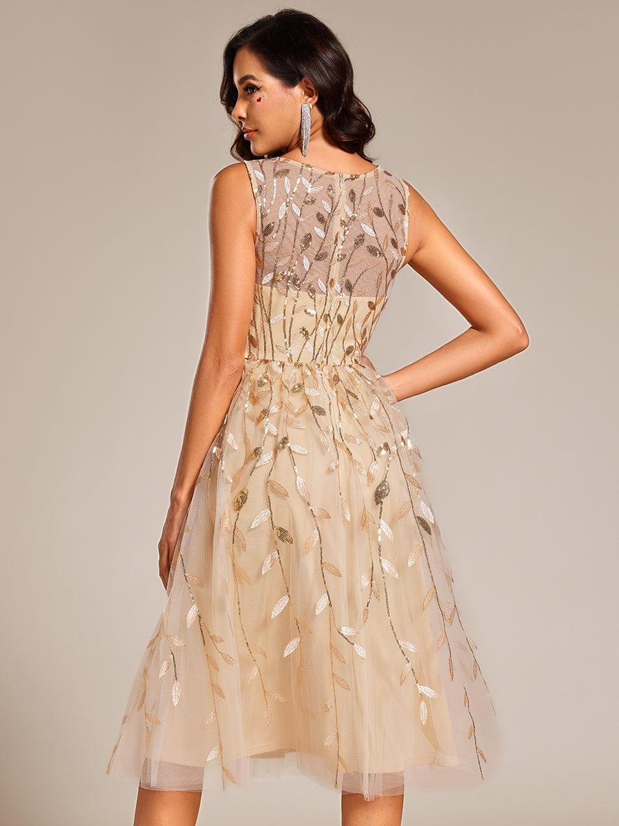 Beautiful Jewel Neck A-Line Sleeveless Sequin Wedding Guest Dress