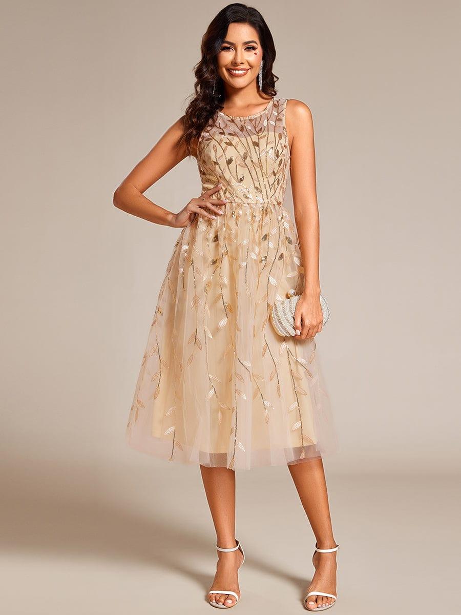 Beautiful Jewel Neck A-Line Sleeveless Sequin Wedding Guest Dress