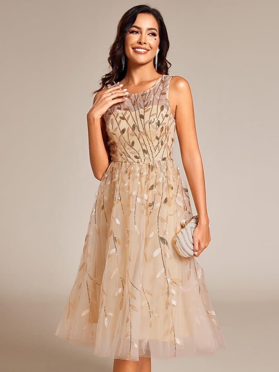 Beautiful Jewel Neck A-Line Sleeveless Sequin Wedding Guest Dress