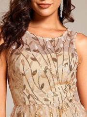 Beautiful Jewel Neck A-Line Sleeveless Sequin Wedding Guest Dress