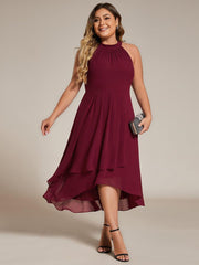 Vintage A-Line Plus Size Chiffon Wedding Guest Dress