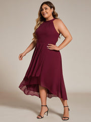 Vintage A-Line Plus Size Chiffon Wedding Guest Dress