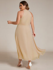 Vintage A-Line Plus Size Chiffon Wedding Guest Dress