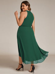 Vintage A-Line Plus Size Chiffon Wedding Guest Dress