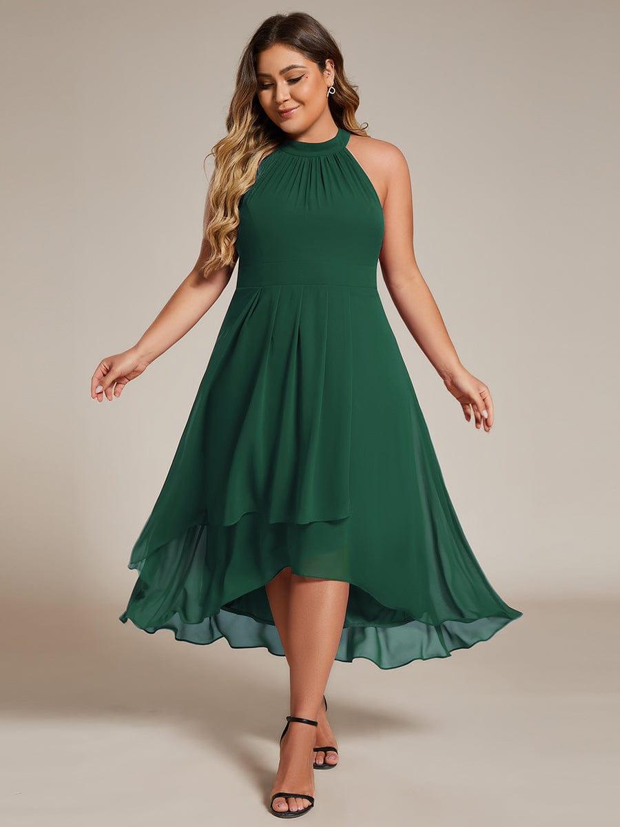 Vintage A-Line Plus Size Chiffon Wedding Guest Dress