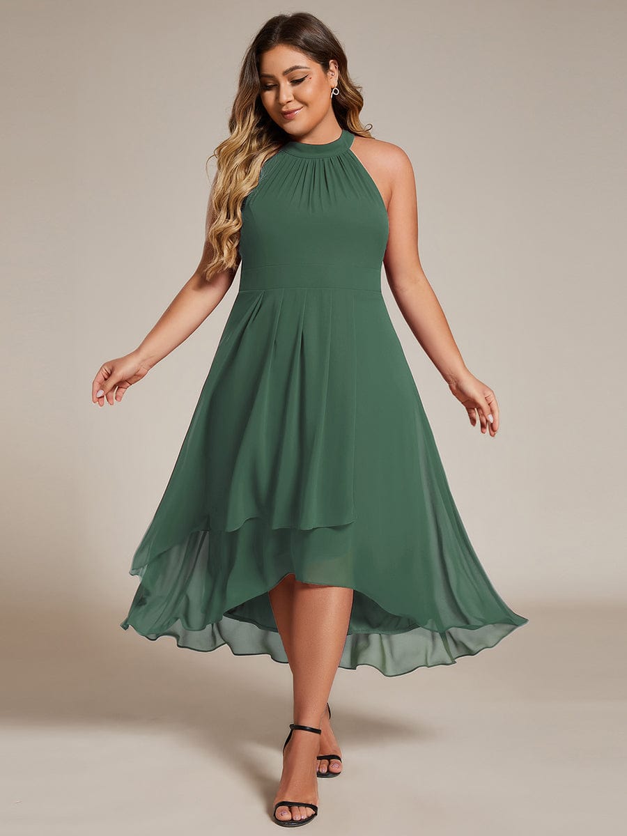 Vintage A-Line Plus Size Chiffon Wedding Guest Dress