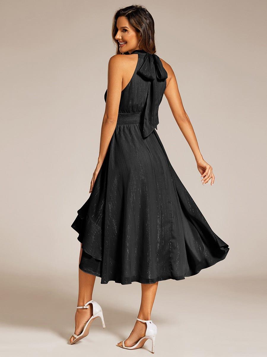 Dazzling Hi-Lo Halter Sleeveless Wedding Guest Dress