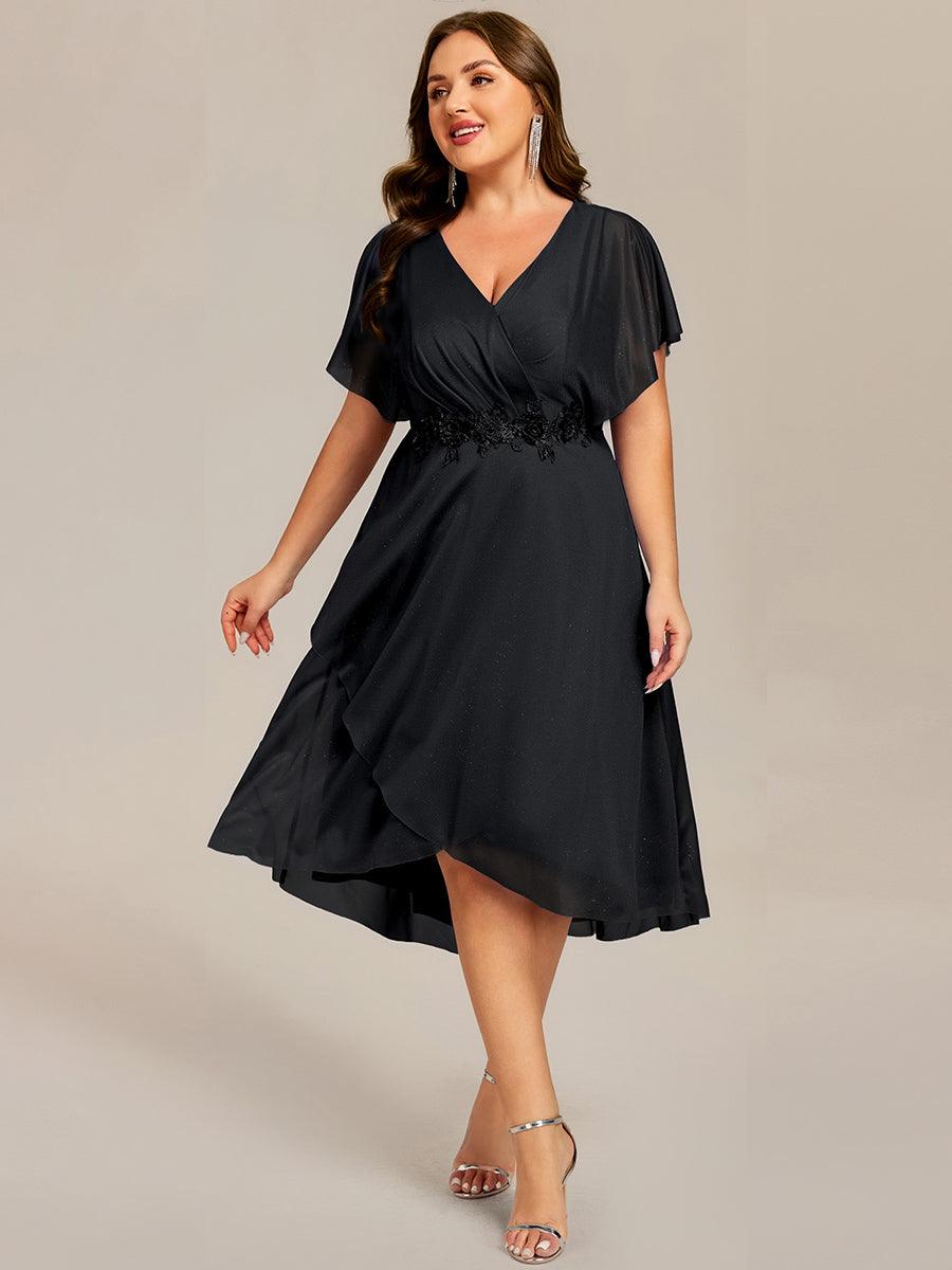 Fabulous Short Sleeves V-Neck A-Line Wedding Guest Dress