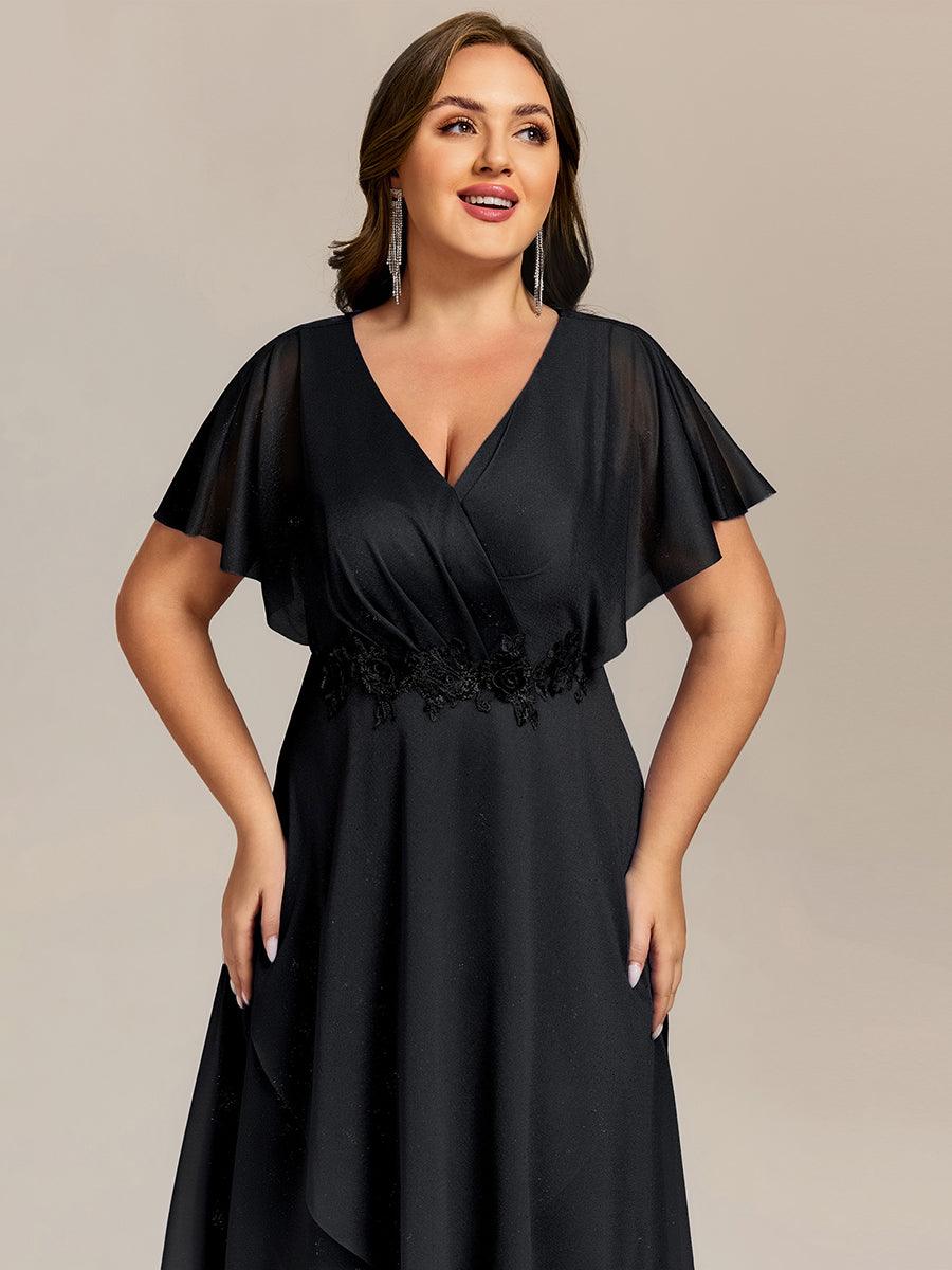 Fabulous Short Sleeves V-Neck A-Line Wedding Guest Dress