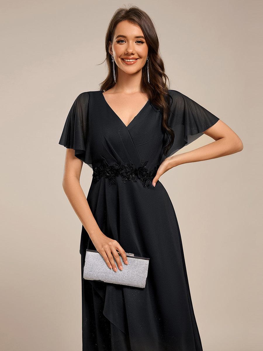 Fabulous Short Sleeves V-Neck A-Line Wedding Guest Dress