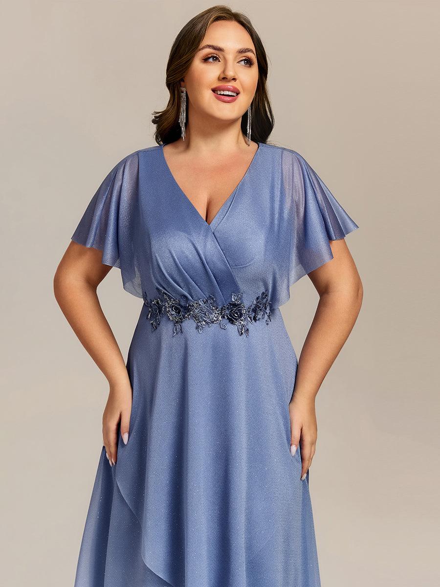 Fabulous Short Sleeves V-Neck A-Line Wedding Guest Dress