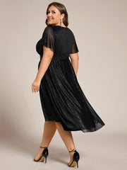 Exquisite Plus Size Sequin A-Line Wedding Guest Dress