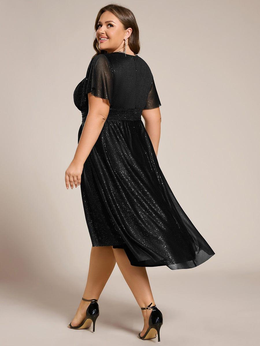 Exquisite Plus Size Sequin A-Line Wedding Guest Dress