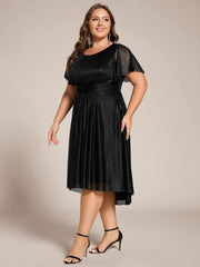 Exquisite Plus Size Sequin A-Line Wedding Guest Dress
