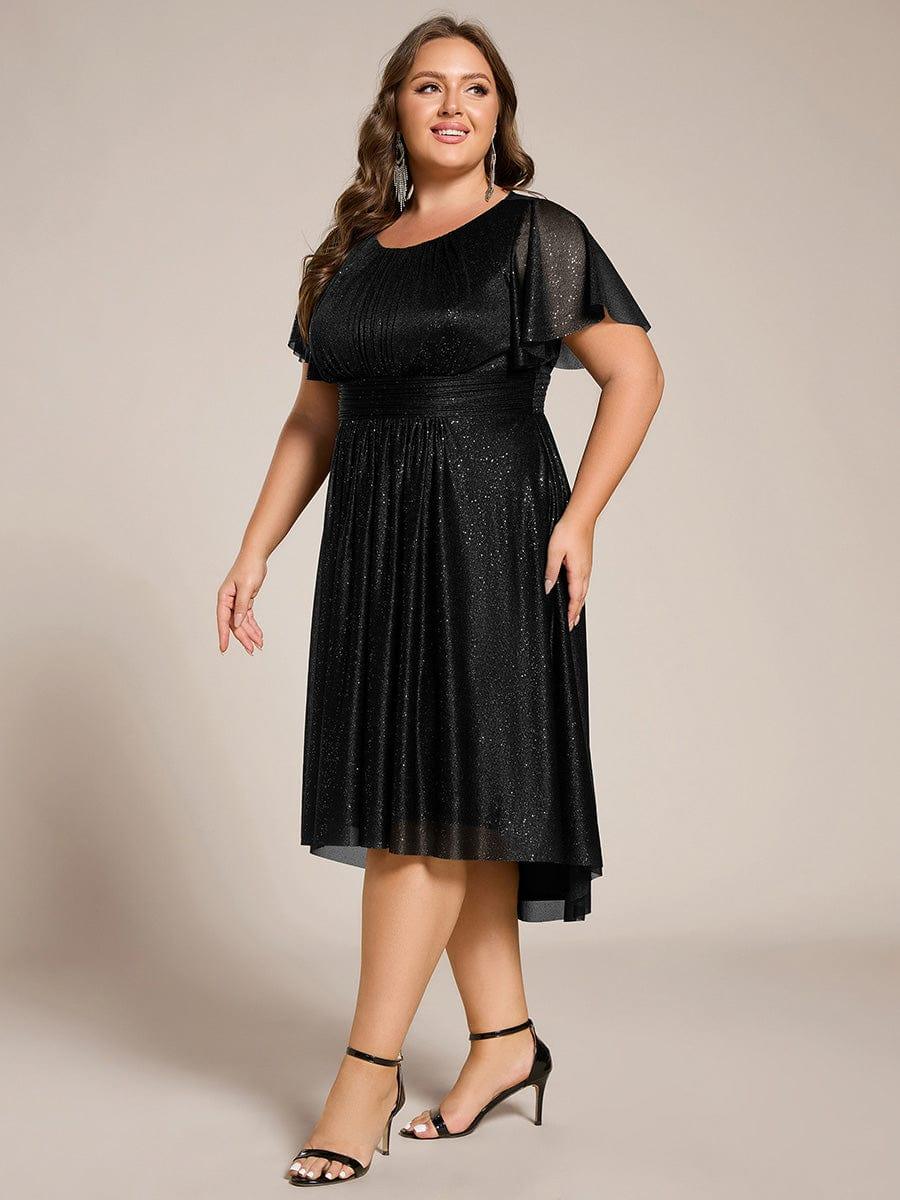 Exquisite Plus Size Sequin A-Line Wedding Guest Dress
