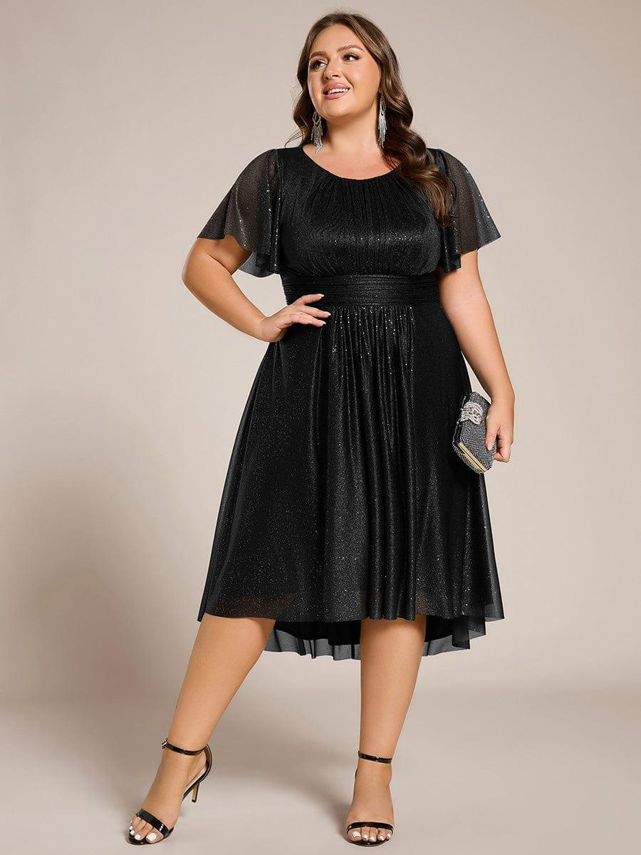 Exquisite Plus Size Sequin A-Line Wedding Guest Dress