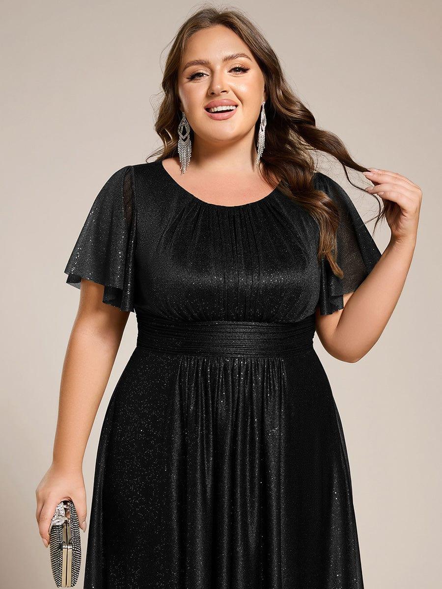 Exquisite Plus Size Sequin A-Line Wedding Guest Dress