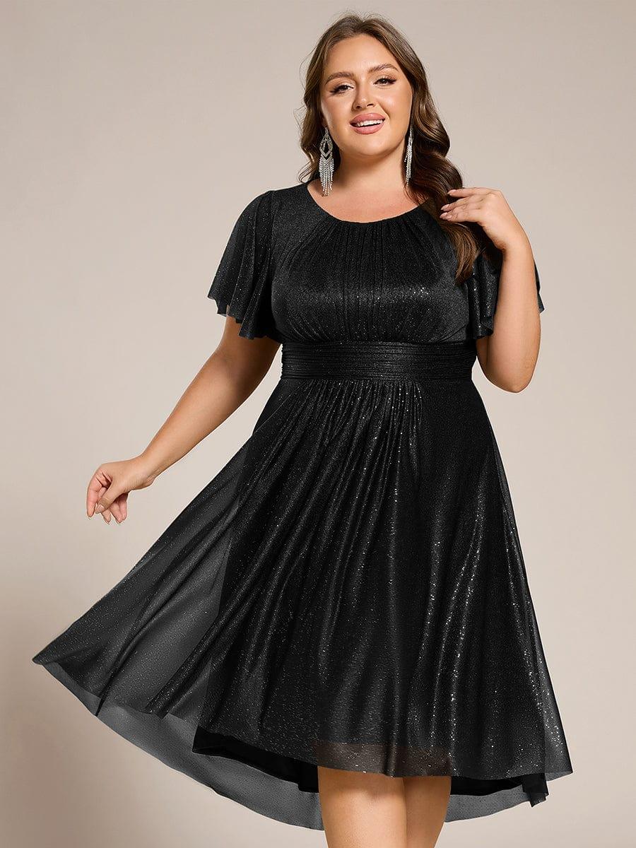 Exquisite Plus Size Sequin A-Line Wedding Guest Dress