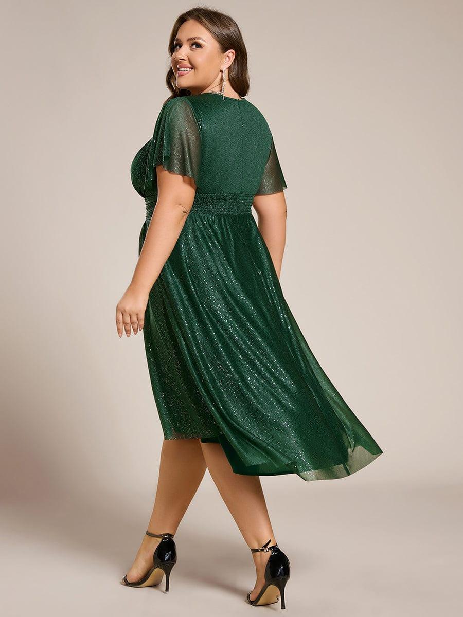Exquisite Plus Size Sequin A-Line Wedding Guest Dress