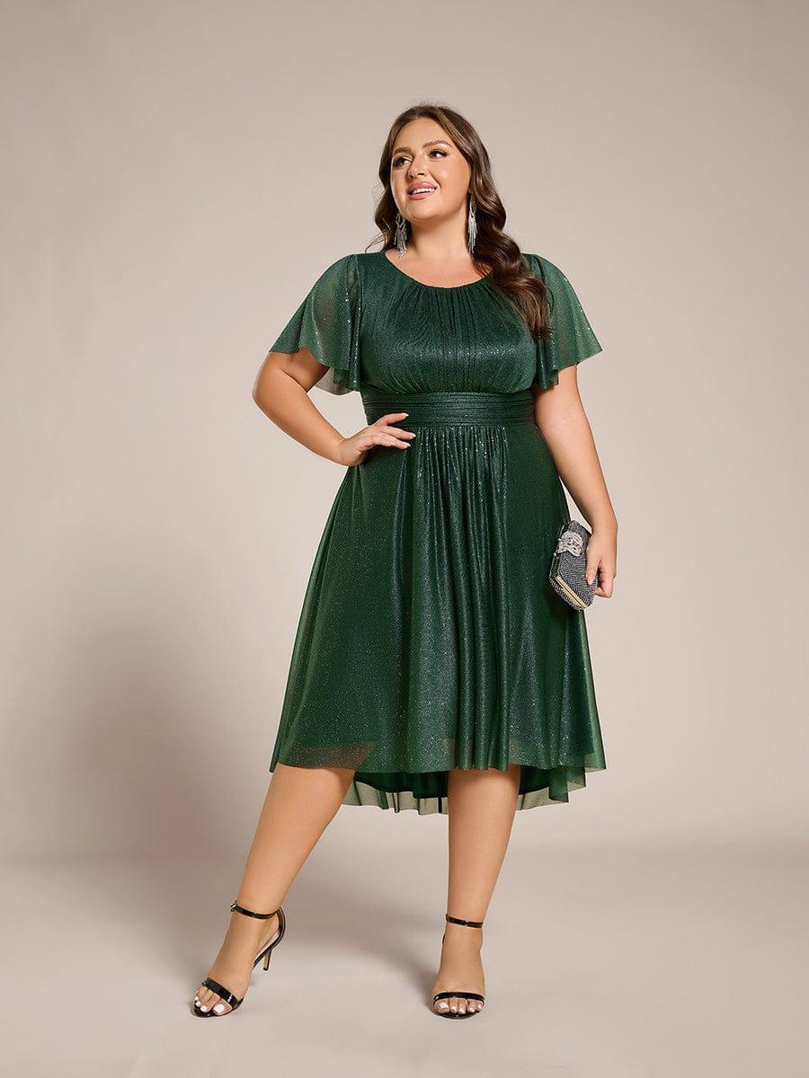 Exquisite Plus Size Sequin A-Line Wedding Guest Dress