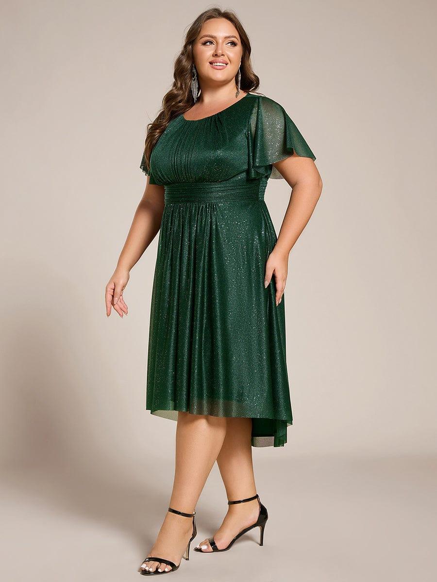 Exquisite Plus Size Sequin A-Line Wedding Guest Dress