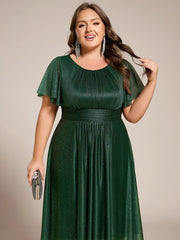 Exquisite Plus Size Sequin A-Line Wedding Guest Dress