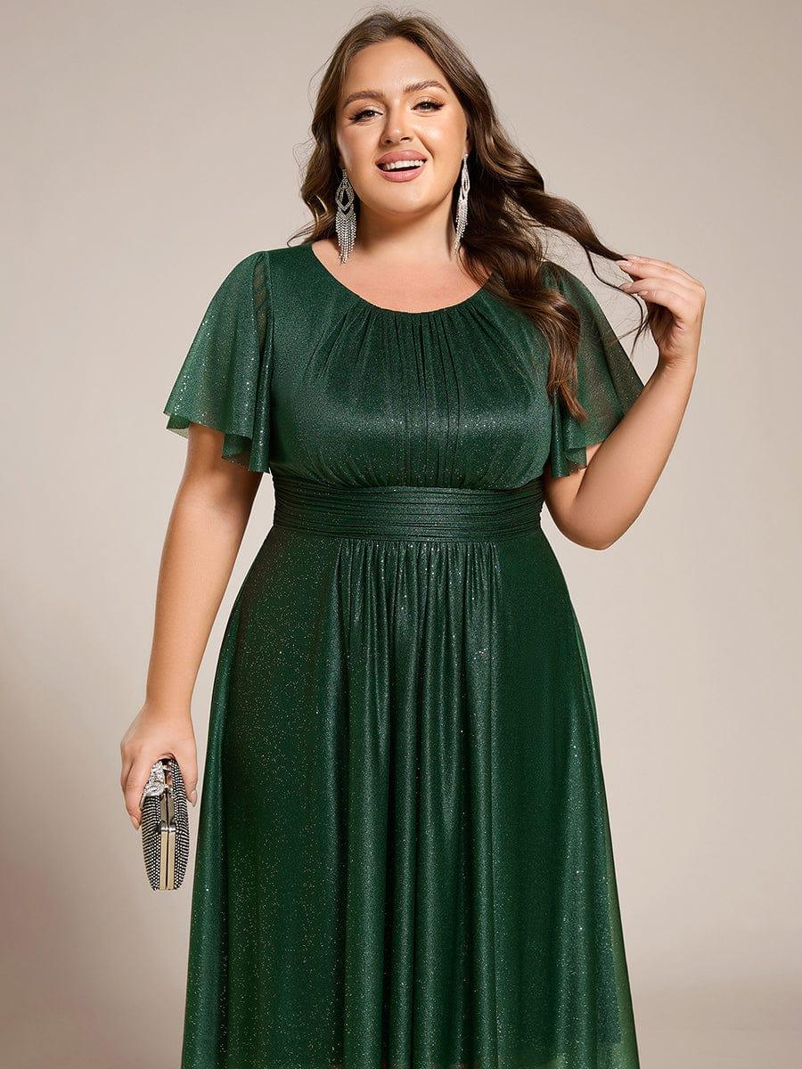 Exquisite Plus Size Sequin A-Line Wedding Guest Dress