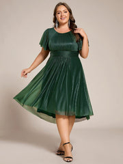 Exquisite Plus Size Sequin A-Line Wedding Guest Dress
