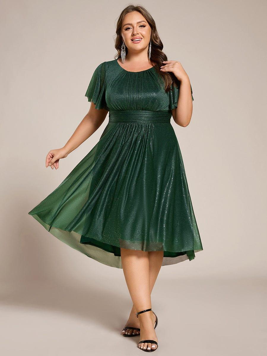 Exquisite Plus Size Sequin A-Line Wedding Guest Dress
