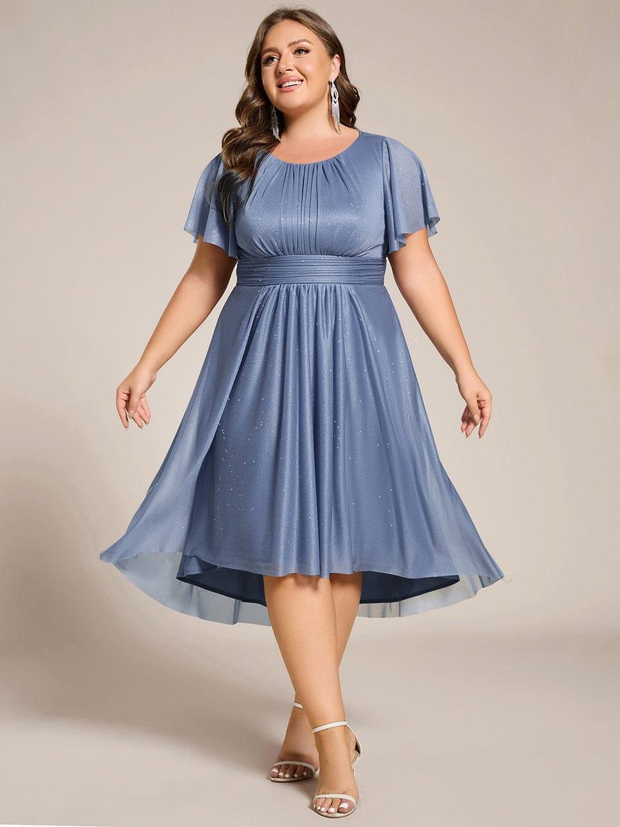 Exquisite Plus Size Sequin A-Line Wedding Guest Dress