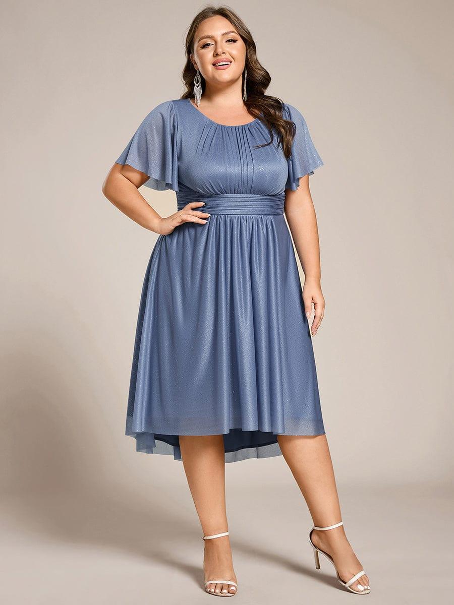 Exquisite Plus Size Sequin A-Line Wedding Guest Dress
