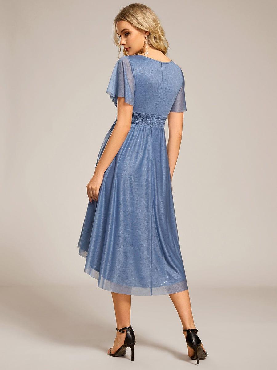 Shiny Short Sleeves Crew Neck Wedding Guest Dress