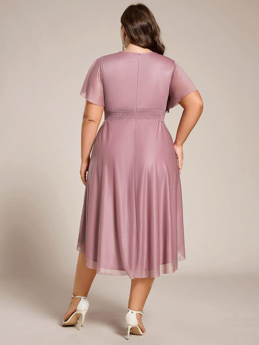 Exquisite Plus Size Sequin A-Line Wedding Guest Dress