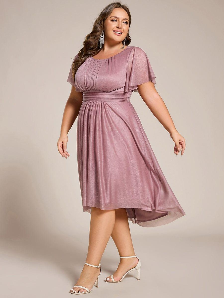 Exquisite Plus Size Sequin A-Line Wedding Guest Dress